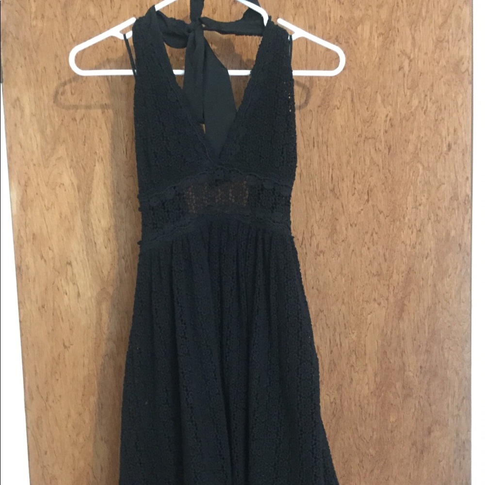 Gorgeous black lace Free People halter dress